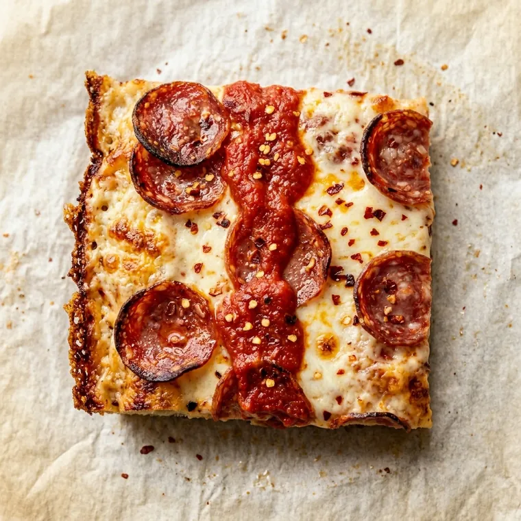 Pizza Detroit Diavola: salame piccante e doppia mozzarella